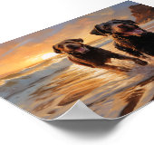 Poster Deux Labradors sur la plage (Coin)