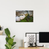 Poster Deux lapins blancs (Bureau à domicile)