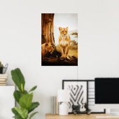Poster Deux Lioness Par Arbre (Bureau à domicile)