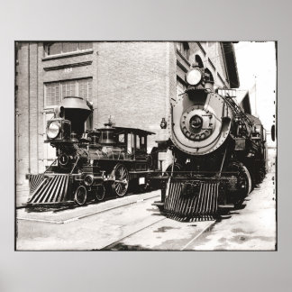 Poster Deux Locomotives à vapeur