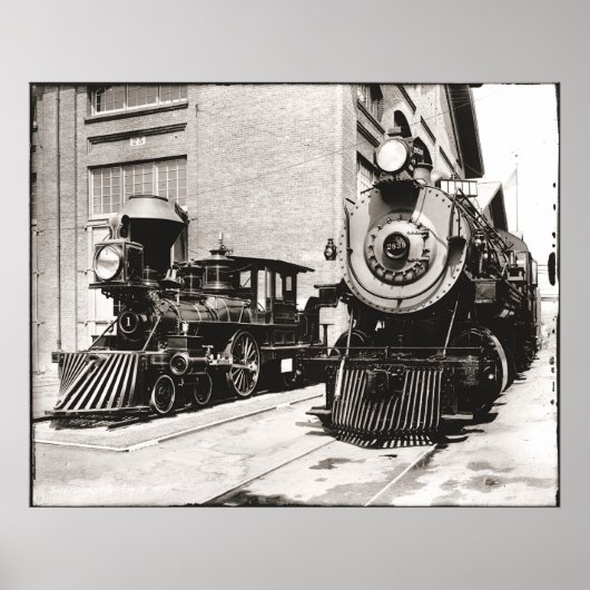 Poster Deux Locomotives à vapeur (Devant)