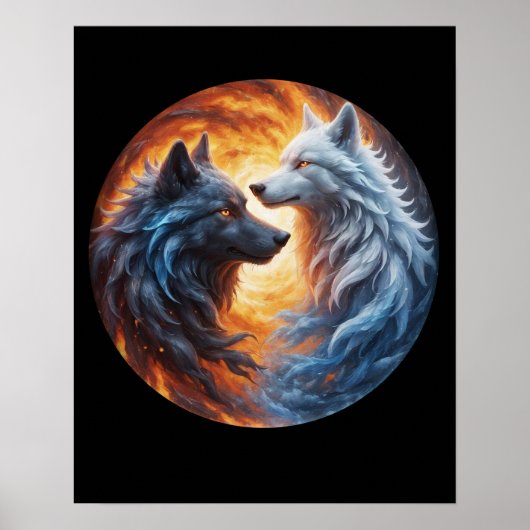 Poster Deux loups Yin yang (Devant)