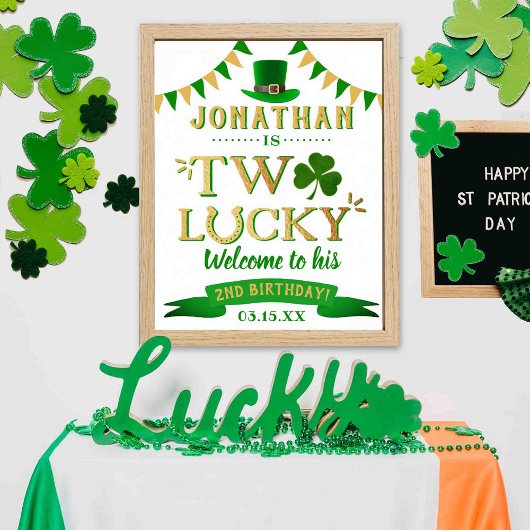 Poster Deux Lucky St. Patrick's Day 2e anniversaire Bienv