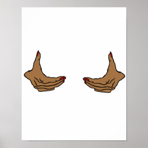 Poster Deux mains de femme noire de dessin animé tenant l