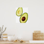 Poster Deux moitiés d'un avocat, sur blanc (Cuisine)