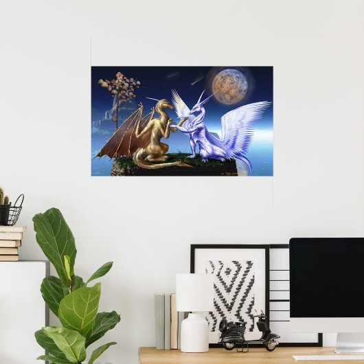 Poster Deux mondes (Bureau à domicile)