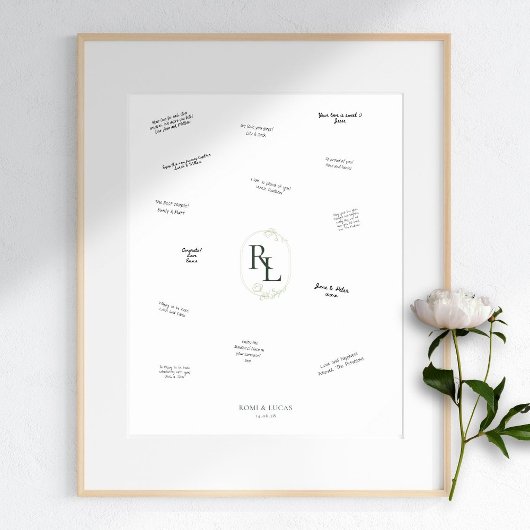 Poster Deux Monogrammes Mariage Livre d'invité Alternativ