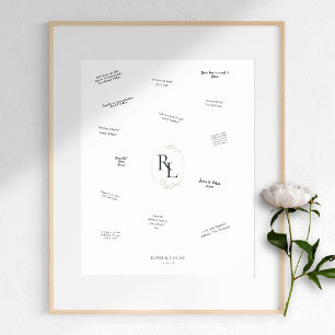 Poster Deux Monogrammes Mariage Livre d'invité Alternativ
