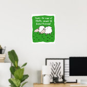 Poster Deux moutons bavardant dans un champ (Bureau à domicile)