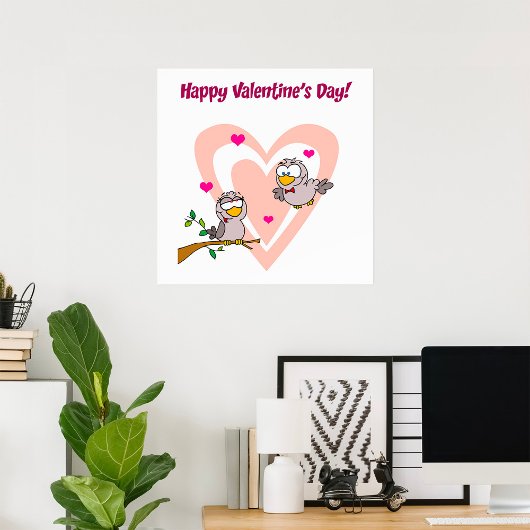 Poster Deux oiseaux amoureux