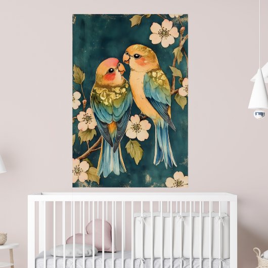 Poster Deux oiseaux, qui semblent être des inséparables, (Pépinière 2)