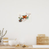 Poster Deux oiseaux sur une branche de floraison (Cuisine)