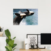 Poster Deux orques sautant hors de l'eau (Bureau à domicile)