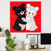 Poster Deux ours de style dessin animé (Bureau à domicile)