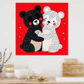 Poster Deux ours de style dessin animé (Cuisine)