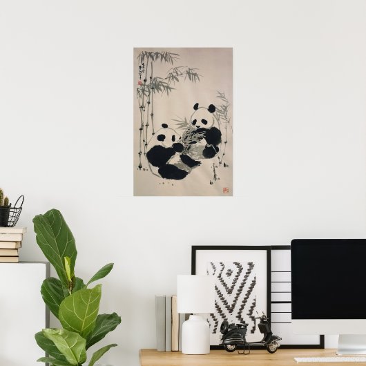 Poster Deux Pandas (Bureau à domicile)