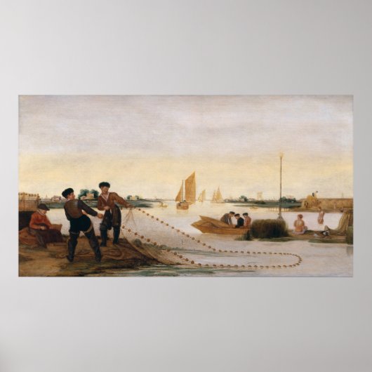 Poster Deux pêcheurs tirant dans leurs filets (Devant)