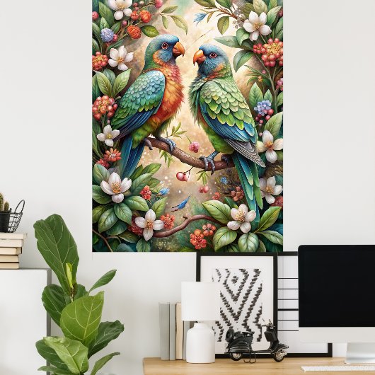 Poster Deux perroquets (Bureau à domicile)
