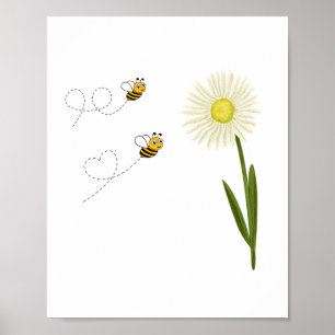 Poster Deux petites abeilles mignonnes