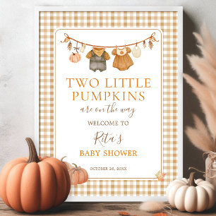 Poster Deux Petits Jumeaux Citrouilles Baby Shower Bienve