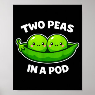 Poster Deux petits pois dans un D Mignon Kawaii Drôle