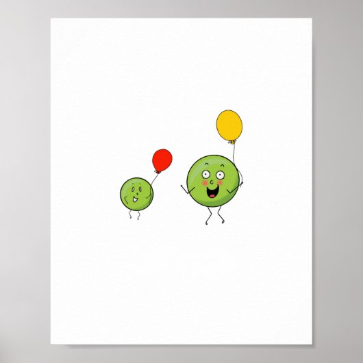 Poster Deux pois, thème de pois mignon (Devant)