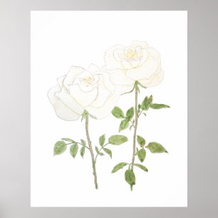 Poster deux rose blanche encre et aquarelle 2023