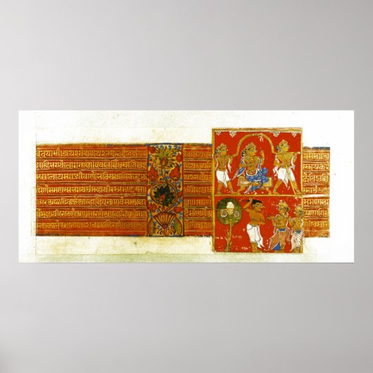 Poster Deux scènes du Kalpasutra, Mandu, 1439 (Devant)