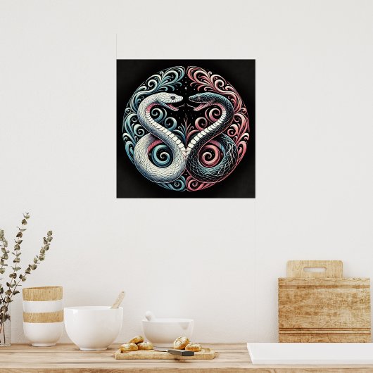 Poster Deux serpents stylisés (Cuisine)