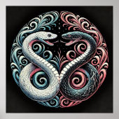 Poster Deux serpents stylisés (Devant)