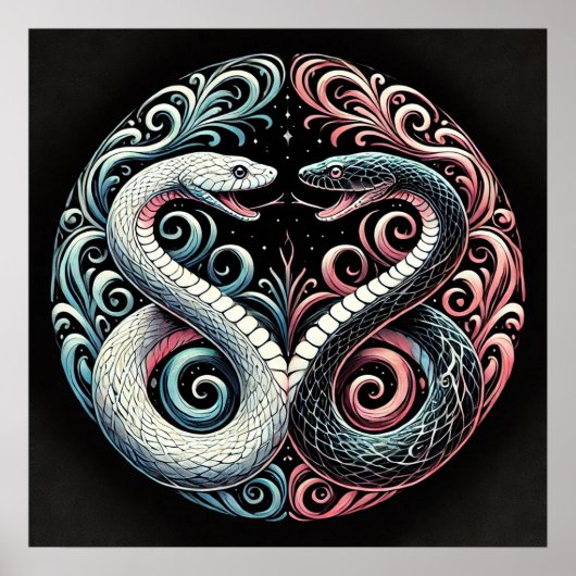 Poster Deux serpents stylisés (Devant)