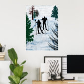 Poster Deux skieurs de fond (Bureau à domicile)