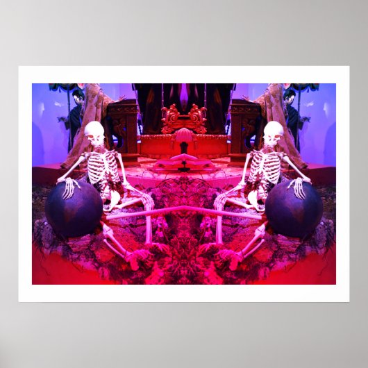 Poster Deux squelettes effrayants et effrayants art (Devant)