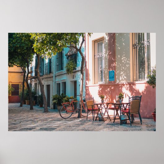 Poster Deux tables marron dehors (Devant)