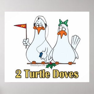 Poster deux tourterelles deuxième 2ème jour de Noël