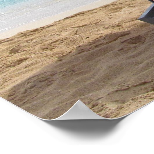 POSTER DEUX TRANSATS DE PLAGE SOUS UN PARAPLUIE (Coin)