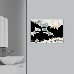 Poster Deux Transats En Poka Dot Au Coucher Du Soleil