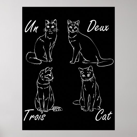 Poster Deux Trois Cat Funny French (Devant)