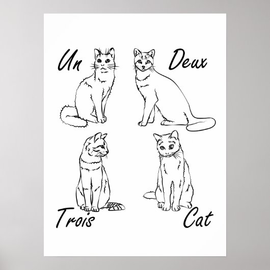 Poster Deux Trois Cat Funny French (Devant)