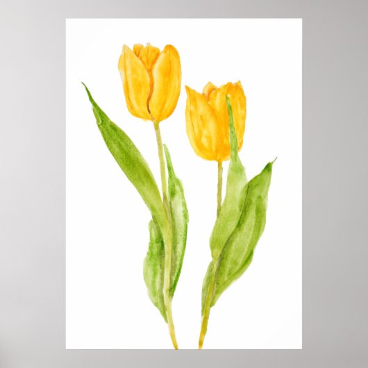 Poster deux tulipes jaunes aquarelle (Devant)