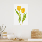 Poster deux tulipes jaunes aquarelle (Cuisine)