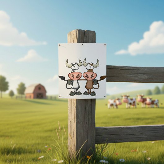 Poster Deux vaches de dessin