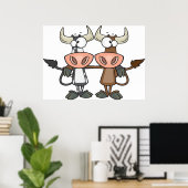 Poster Deux vaches de dessin (Bureau à domicile)