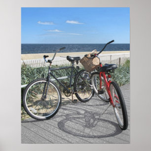 Poster Deux vélos sur la promenade Jersey Shore