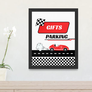 Poster Deux voitures de course rouge rapide garçon cadeau