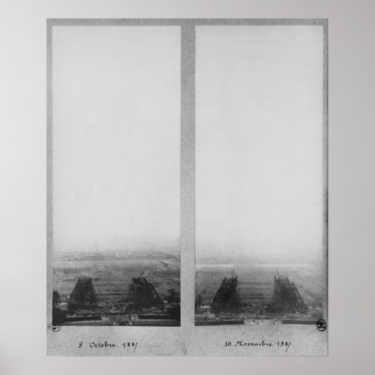 Poster Deux vues sur la construction de l'Eiffel (Devant)