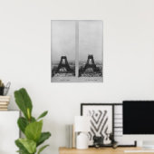 Poster Deux vues sur la construction de l'Eiffel (Bureau à domicile)