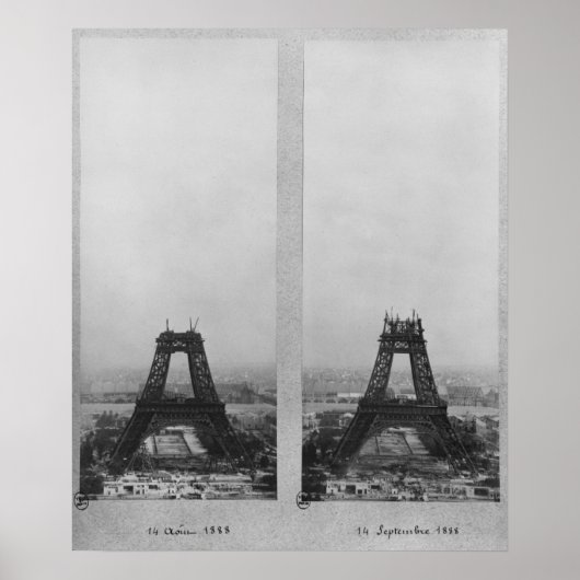 Poster Deux vues sur la construction de l'Eiffel (Devant)