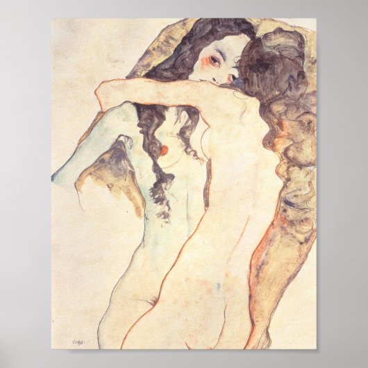 Poster Deux Women Embracing Egon Schile (Devant)