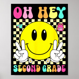 Poster Deuxième année sourire rétro rentrée scolaire prem